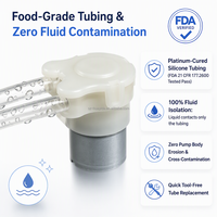 Pompe péristaltique micro ultra-compacte 38g DC 3.7V 6V 12V avec tube en silicone FDA, mini pompe doseuse de liquide pour distributeur de savon et robot