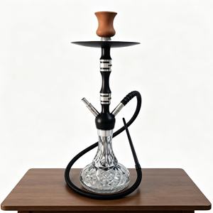 Cachimba Portátil con Base de Vidrio Negro, Cuerpo de Aluminio, Doble Manguera, para Bares, Salones y Viajes - Product Image 1