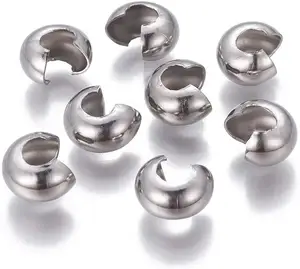 Stainless Steel Crimp Bead Covers Half Round Crimp Cover Clamp Tips Knot Cover Findings for Stopper Bead Jewelry Making