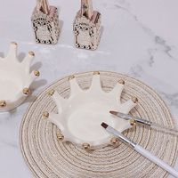 Outils pour ongles couronne en céramique blanche porte-stylo Palette double usage luminothérapie stylo manucure brosse support de rangement porte-stylo pour ongles