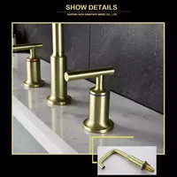 Robinet de lavabo de salle de bain moderne en laiton noir mat, mitigeur à 3 trous et double poignée