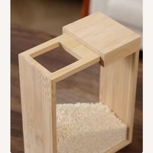 Caja de Almacenamiento de Arroz de Madera, Rectangular, con Tapa Transparente, a Prueba de Humedad, Contenedor de Granos para Cocina - Product Image 2