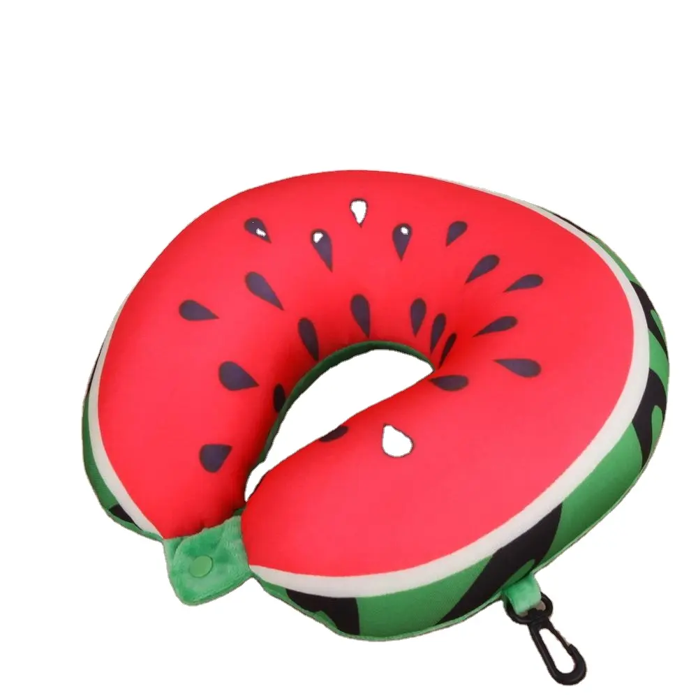 Fruit U Shaped Travel Pillow Nanoparticles Neck Pillow Watermelon Lemon Kiwi Orange Car Pillows Soft Cushion Home