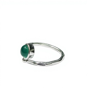 Bague en argent sterling 925 style bohème avec onyx vert, ajustable, en fil torsadé, pour cadeau - Product Image 2