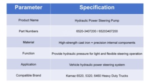 Bơm trợ lực lái 6520-3407200 Bơm lái thủy lực cho xe tải Kamaz 6520 Hệ thống làm mát áp suất cao Phụ tùng thay thế M - Product Image 6