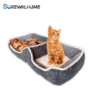 SUREWALHOME Cama Ortopédica para Mascotas, Sofá Cama Súper Suave con Cojín Extraíble para 2 Perros para Compartir Gemelos - Product Image 1
