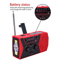Radio portable USB FM/AM/NOAA à manivelle, étanche, avec haut-parleur intégré, lampe torche, lampe de lecture et batterie externe 2000 mAh pour