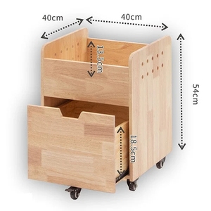Mobile Kids Storage Cabinet with Anti-Tip Storage Drawer, Rolling Wooden Trolley with Display Rack - Product Image 3