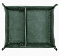 Plateau de rangement pliable vintage en cuir PU à 2 compartiments pour bijoux et accessoires de bureau