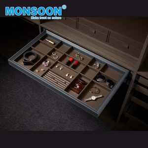 Caja organizadora extraíble de aleación de aluminio para guardar joyas en armarios, con bandeja de cuero, ahorradora de espacio - Product Image 1