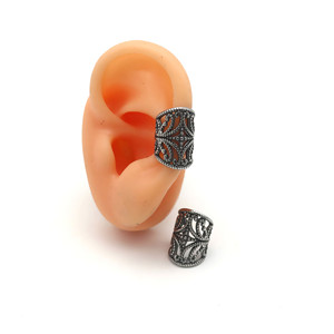 Pendientes de moda yunnique, diseño geométrico de plata tibetana con patrón retro hueco para parejas - Product Image 4