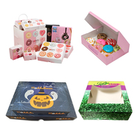 Boîte à pâtisserie et gâteaux noire minimaliste en carton de qualité alimentaire avec poignée de transport pour desserts, croquis, café et plats à emporter