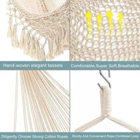 Silla colgante de malla tipo hamaca con cuerda, de algodón suave, para porche, patio, dormitorio, interior y exterior