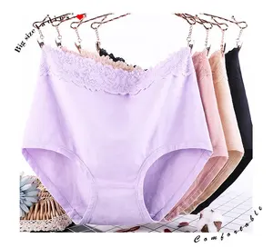 Günstiger Preis Modell Atmungsaktive High Waist Cotton Unterwäsche Großhandel Frauen Plus Size Höschen