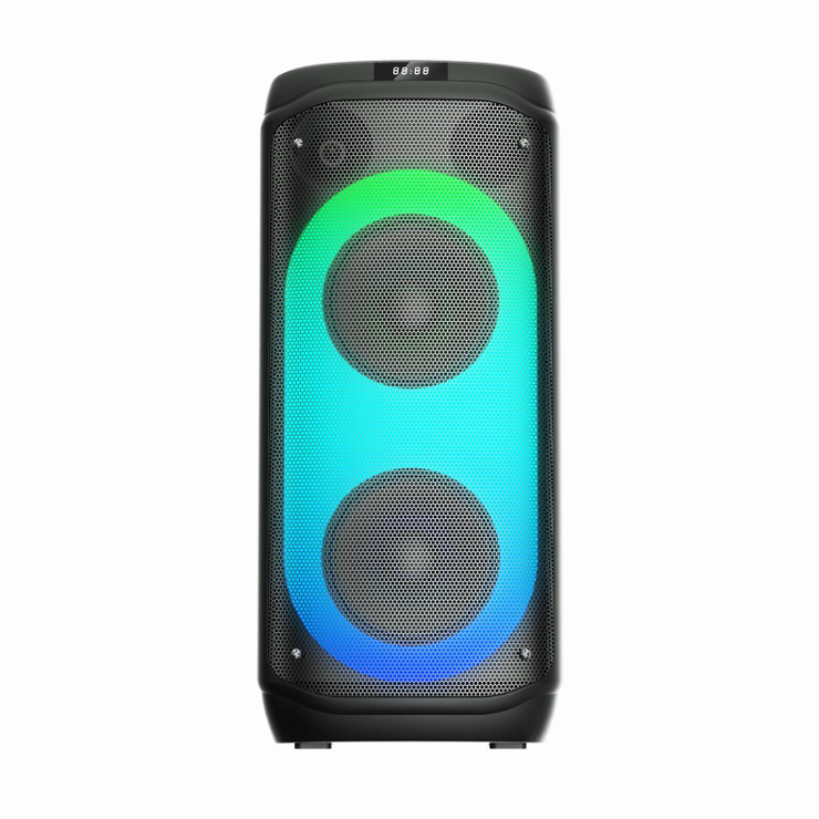 Wholesale double 8 inch Bluetooth outdoor speaker  portable RGB flame light party 100 big power wireless speakers box big size