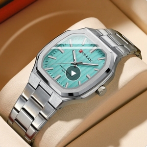 Curren 8458 Orologio da Uomo Quadrato Casual con Bracciale in Acciaio Inossidabile, Orologio da Polso al Quarzo con Lancette Luminose per Uomo - Product Image 3