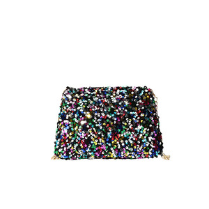 Sac carré à paillettes pour femme, petit format, avec chaîne, bandoulière, multicolore irisé, 7 pouces, fermeture éclair, pour tenues quotidiennes - Product Image 5