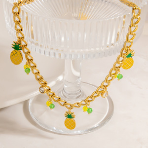Collana in acciaio inossidabile con clavicola in oro reale 18k con ciondolo in stile rurale da donna SongYi - Product Image 4