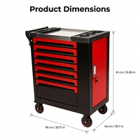 Chariot à outils roulant à 7 tiroirs, ensemble complet de 258 outils de mécanicien en acier au chrome-vanadium, certifié CE, à commande manuelle, OEM CRV