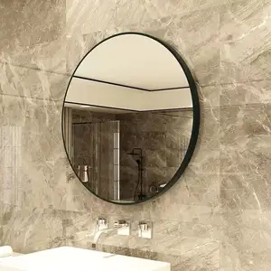 GY Antique Decor Black Aluminum Alloy Frame Mirror Customized Circle Shape Mirror Modern Stylish Decoration Bathroom Wall Mirror