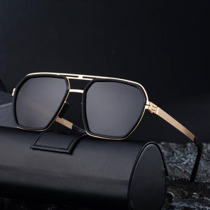 Gafas de sol cuadradas de nuevo estilo para hombre, montura de acero inoxidable, protección UV400, lentes TAC, color negro, My-98324 - Product Image 2