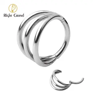 Titanium Daith 3 Ringen Septum Scharnierende Segment Ring Neus Clicker Piercing