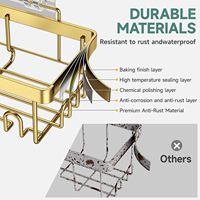 Ensemble d'accessoires de salle de bain de luxe moderne en acier inoxydable doré, 6 pièces, support mural robuste pour douche et rangement