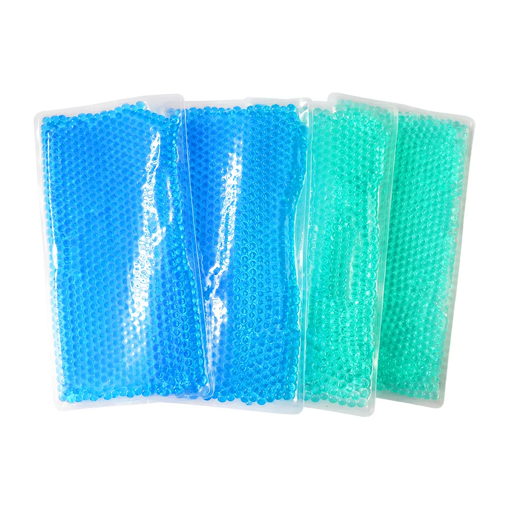 Lage Moq Rechthoek Blauw En Groen Gel Bead Ice Pack Met Aangepaste Logo Voor Body Spier Voet Hand Therapie