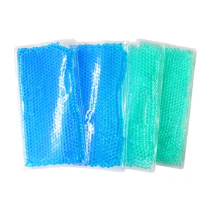Low MOQ rectangle blue and green gel bead ice pack with customized logo for body muscle foot hand therapy