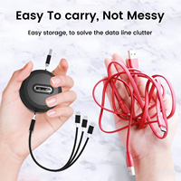 Câble de charge multi-appareils, câble de charge de téléphone durable, 3 en 1, logo personnalisé, USB type-C rétractable, câble d'extension de charge rapide