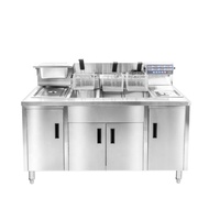 Friteuse Électrique Commerciale Grande Capacité 84L en Acier Inoxydable, 3 Cuves, 6 Paniers, Puissance 54KW, Multi-Prises pour le Marché Français