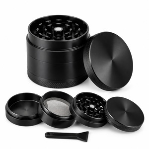 Broyeur à herbes noir de style moderne, 4 parties, en métal, pour tabac et épices - Product Image 1