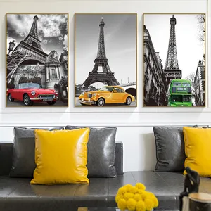 Decoratieve Parijs Toren Pins 3D Wall Art Canvas Schilderij Voor Muur Decor
