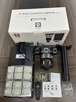 Caméra de surveillance solaire Cosflow 9MP Wi-Fi PTZ à double objectif, faible consommation, étanche, vision nocturne, éclairage de sécurité extérieur, stockage sur le cloud, application