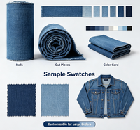 Tissu sergé en denim 21S Slub Indigo, mélange coton/polyester, 150D 200GSM 57/58 pouces, respirant, résistant à l'abrasion, pour vêtements et usage domestique