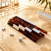 Support de rangement pour tuiles de mahjong à 2 niveaux de qualité supérieure, en acrylique transparent et motif écaille de tortue, pour le jeu de mahjong américain