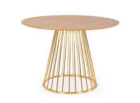 Table à manger moderne en placage mdf rond noir avec base en métal