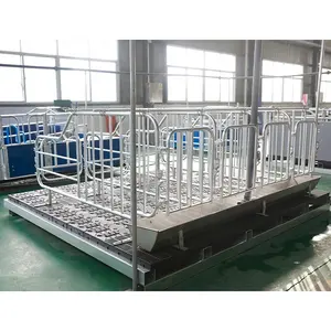 Hot selling Gestation Crate for pigs High quality galvanized single stall sow pen with stainless steel long feed trough