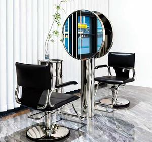 Miroir de salon de coiffure pour influenceurs, Nouveau miroir de salon de coiffure haut de gamme, Miroir de sol intégré exclusif pour maquillage et coiffure - Product Image 5