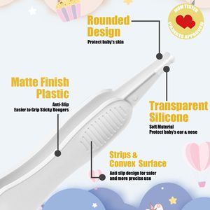 Limpiador de orejas y nariz de silicona para bebé 3 en 1, pinzas de limpieza, recogedor doble de cerumen y eliminación de mocos, herramienta segura y fácil para bebés - Product Image 2