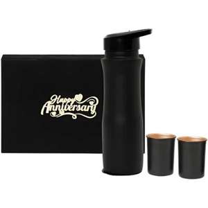 Botella de agua de cobre hecho a mano puro Premium con juego de vidrio Acabado liso El mejor regalo para Festival Matrimonio y propósito de regalo de cumpleaños - Product Image 1