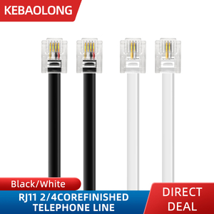 Kabel Telepon 6P2C 2-inti 4-inti 1-20m RJ11 Pipih 6P4C Kabel Penghubung Telepon Rumah - Product Image 2