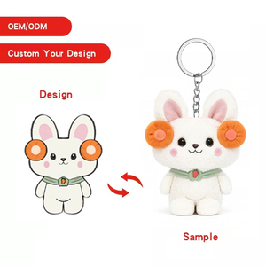 Mini portachiavi in peluche personalizzato piccolo gioco di Design speciale ricamato peluche peluche simpatico coniglietto - Product Image 3