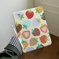Étui de protection pour tablette Apple iPad 11e/10e génération, design fraise assorti aux couleurs tendance, avec support rotatif Air8