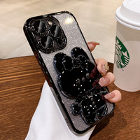Coque de téléphone portable en silicone effet miroir lapin pailleté dégradé compatible avec les nouveaux modèles Apple iPhone 15, 16, 14 Pro, 13 Pro Max