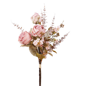 Ramo de eucalipto y rosas inglesas Qihao de 59 cm, flores artificiales para decoración de bodas y hogar, alta simulación, seda plástica. - Product Image 5
