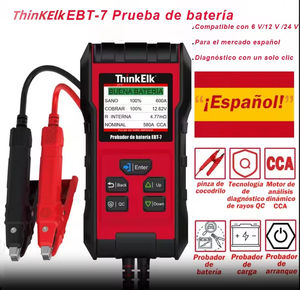 Testeur de batterie de voiture ThinkElk EBT-7 12V/24V compatible <span class=keywords><strong>espagnol</strong></span> avec mode de détection par lots <span class=keywords><strong>en</strong></span> un clic pour testeur de batterie de voiture et de camion - Product Image 1