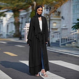 Abaya EID di Tendenza Loriya, Abbigliamento Islamico Dubai Turchia, Kimono in Chiffon a Due Strati, Abaya Aperta, Vestiti Hijab Musulmani - Product Image 5