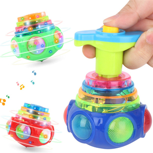 Vente en gros de gyroscope classique de dessin animé Led s'allume musique presse lancement rotatif <span class=keywords><strong>toupie</strong></span> coloré clignotant gyroscope jouet - Product Image 2