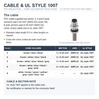 Connecteur de capteur de panneau en aluminium et laiton M8 homologué UL, Code A, Code B, 3-6 broches, mâle/femelle, IP67, prise automobile et aviation, câble de 30 cm